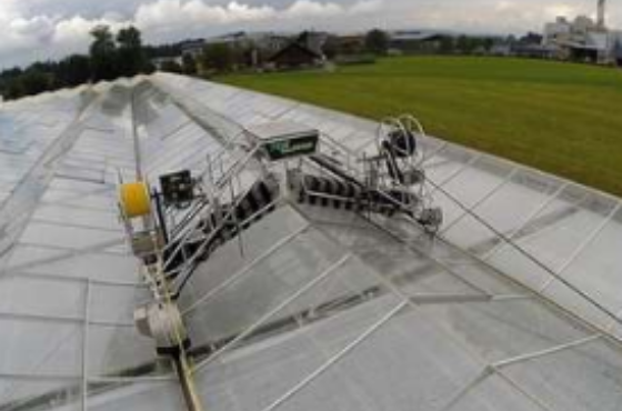 How can the greenhouse roof be safely cleaned?